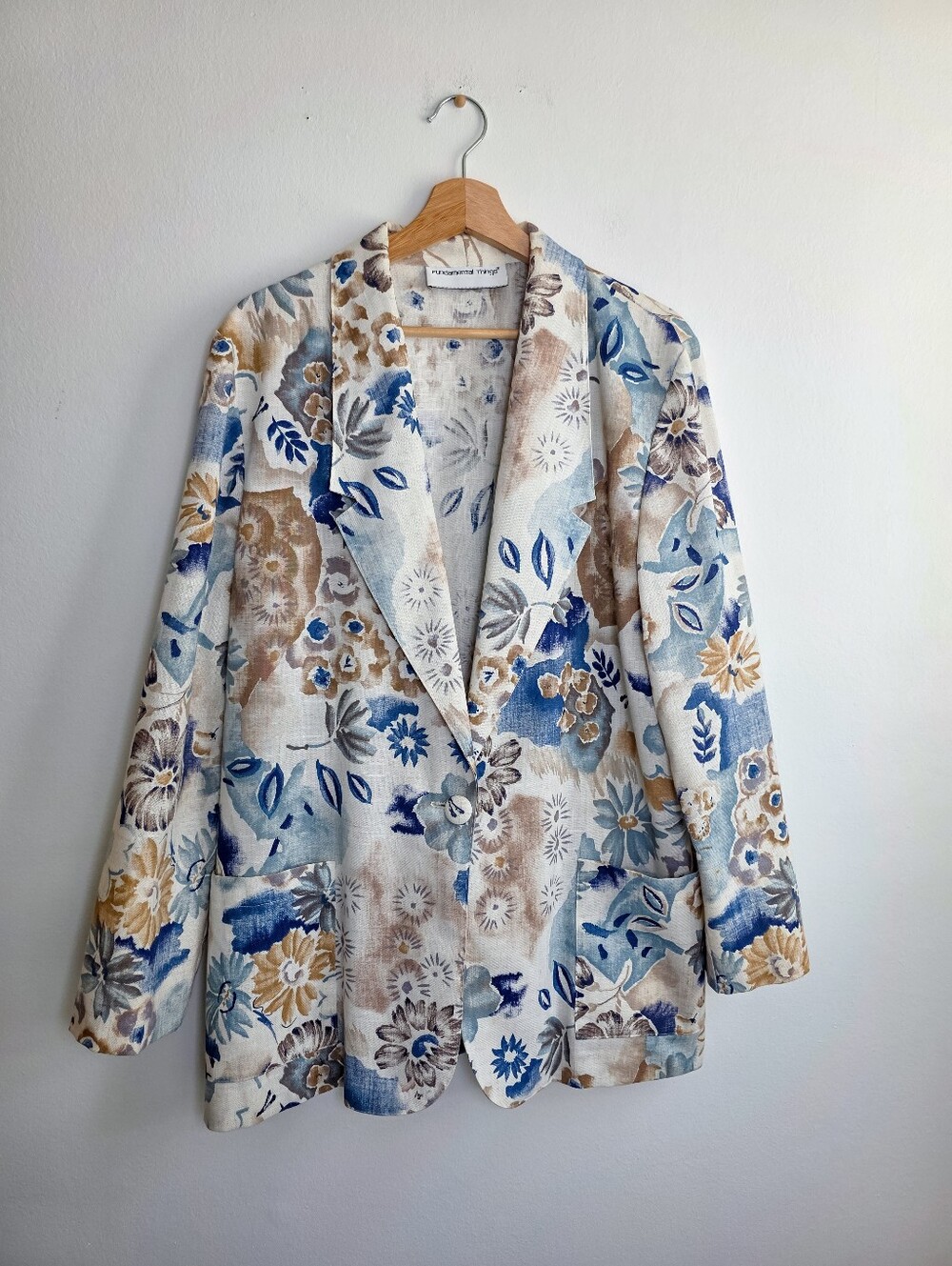 Vintage Fundamental Things Floral Linen Blazer